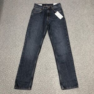 Zara Straight Fold Up Jeans Womens 2 Blue Mid Rise Regular Straight Leg Denim